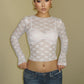 Vireous Long Sleeve See-Through Lace Crop Top