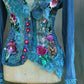 Women's Glam Patchwork Blue Guipure Lace Decor Blazer