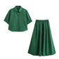 Women's Fashion Casual Swing Midi Skirt and Top, Two Piece Set