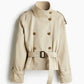 Vireous Women's Short Jacket Belted Trench Coat