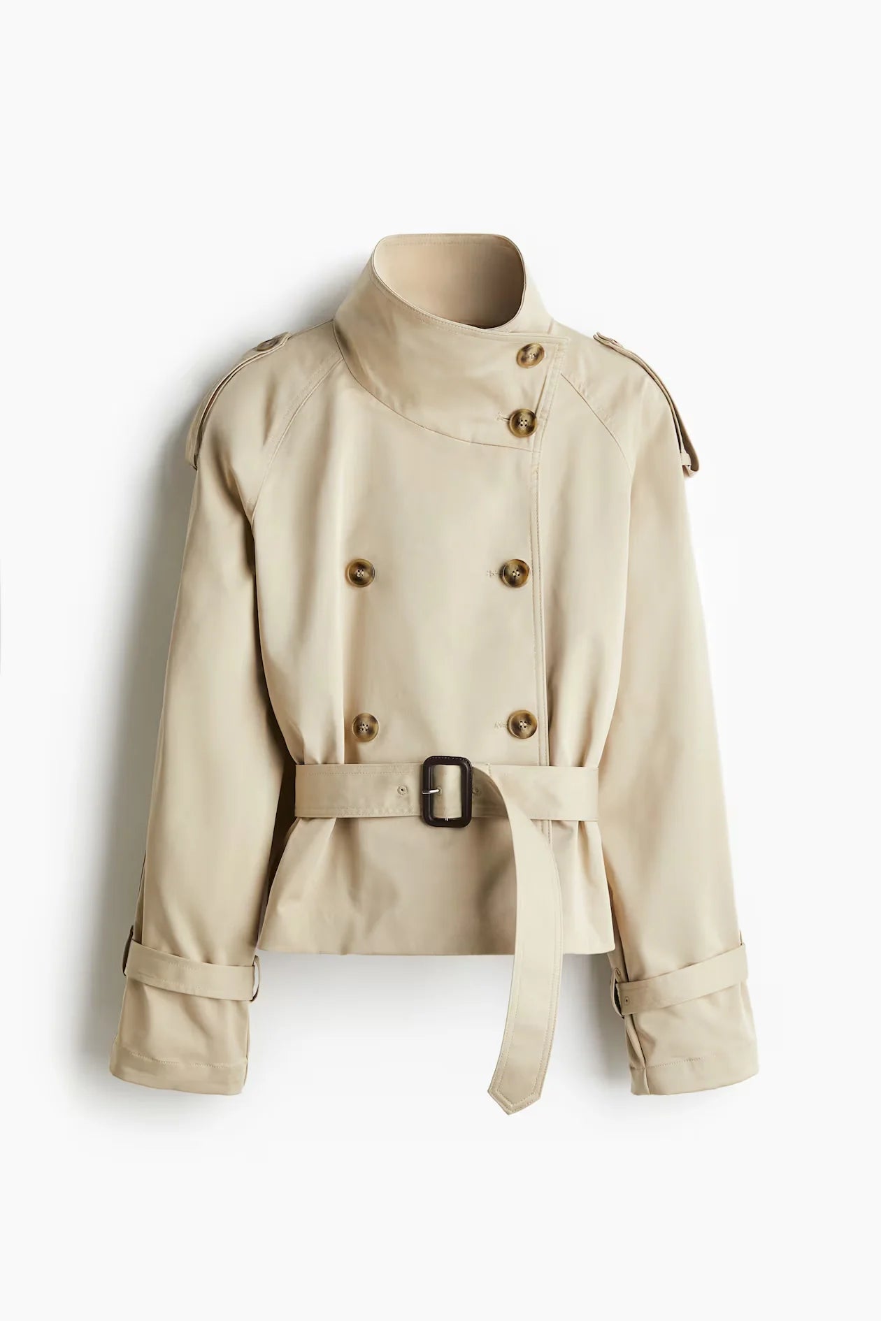 Vireous Women's Short Jacket Belted Trench Coat