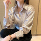 Vireous Women's Shiny Stretch Shirt, Spring and Autumn Collection
