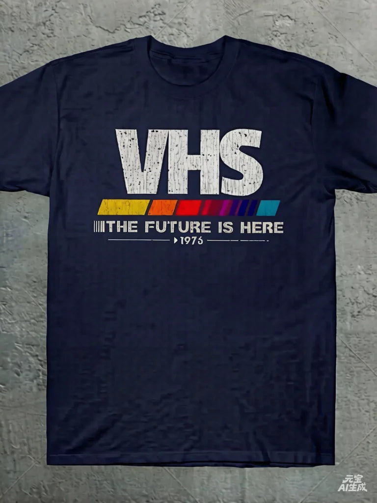 Vintage 'VHS The Future Is Here' T-Shirt, Philosophical 1970s Throwback