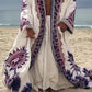 Ethnic Vintage Print Men's Long Cotton Coat