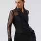 Vireous Women's Black Blazer Translucent Sleeves, Catwalk Collection