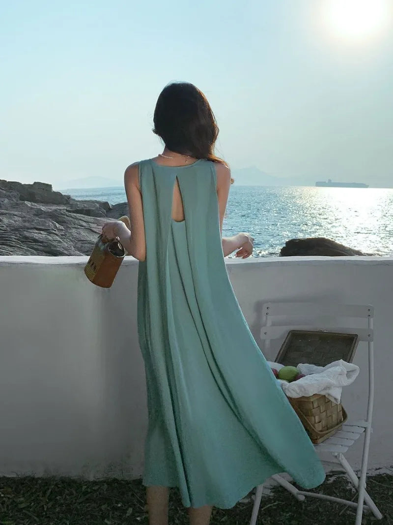 Vireous French Fashion Vacation-Style Dress