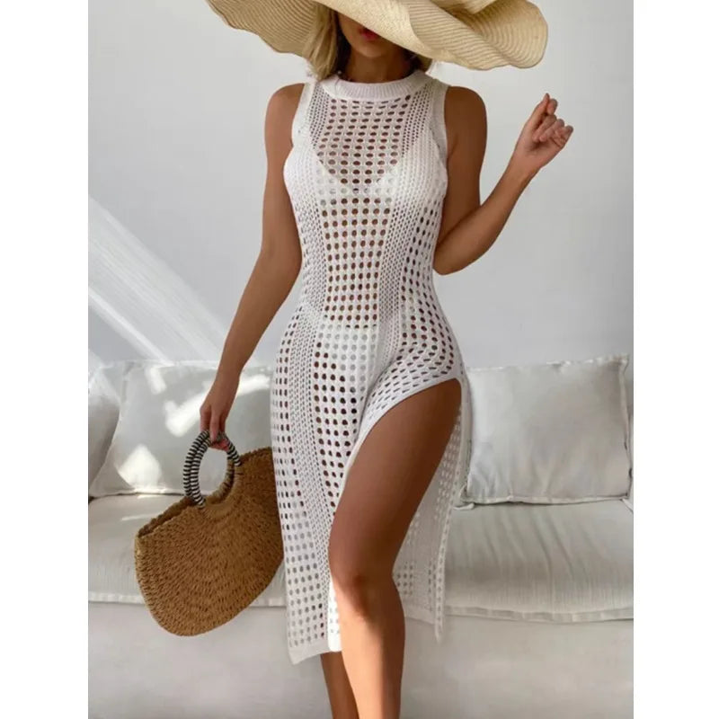 Women's Summer Sexy Hollow-Out Knitted Beach Cover-Up