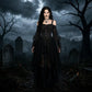Dark Cross Witch Dress, Halloween Goth Mesh Sleeves Costume Dress, Plus Sizes