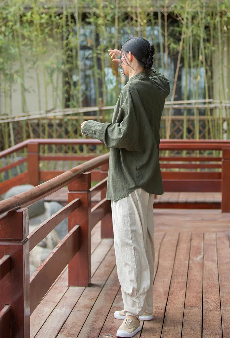 Fashion Cotton Linen Women's Stand Collar Jacket, Multi Colours