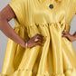 Plus-Size Women's Gold Satin Turn-Down Collar Casual Elegant Dress