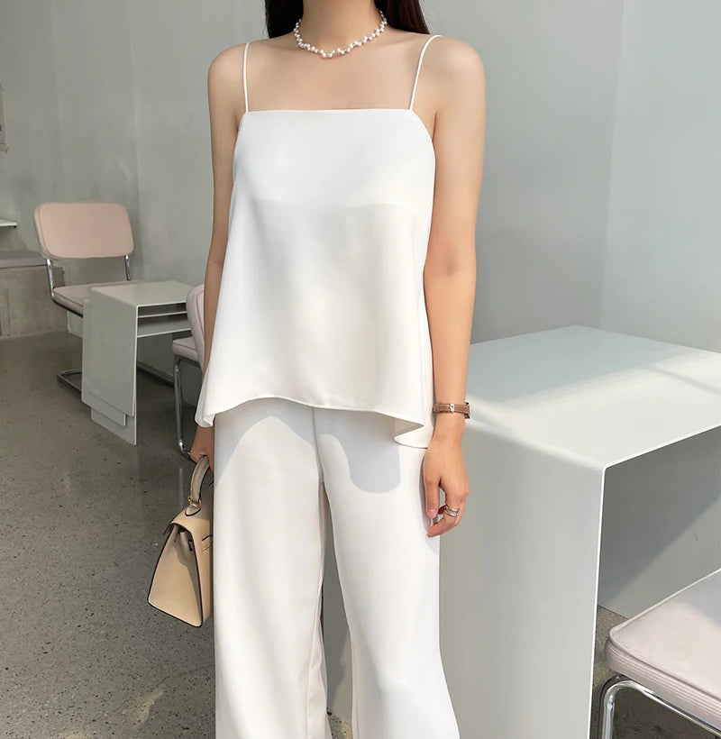 Vireous Simple Two-Piece Women's Summer Pants Suit