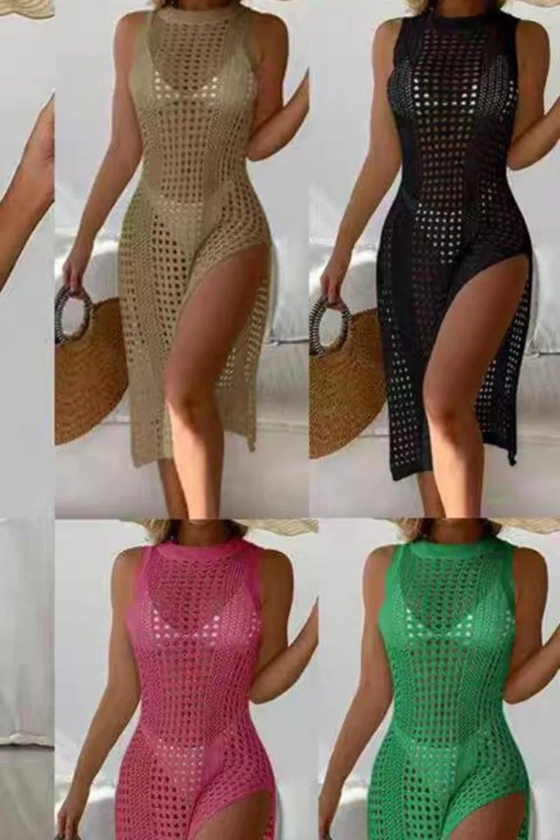 Women's Summer Sexy Hollow-Out Knitted Beach Cover-Up