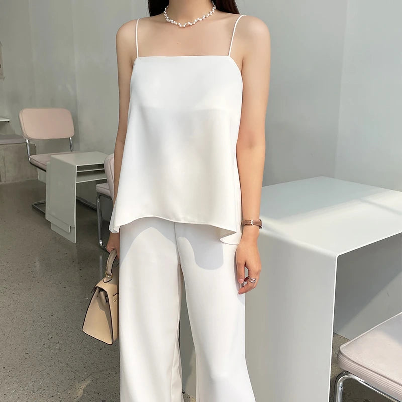 Vireous Simple Two-Piece Women's Summer Pants Suit