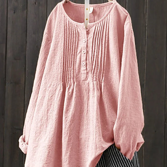 Women's Quaker Shirt, Chambray Top with Pin Tuck Front