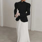 Women's Retro Elegant Black Blazer, Gorgeous Structured Tailoring with Mandarin Collar