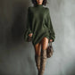 Vireous Round-Neck Loose Knitted Sweater Mini Dress