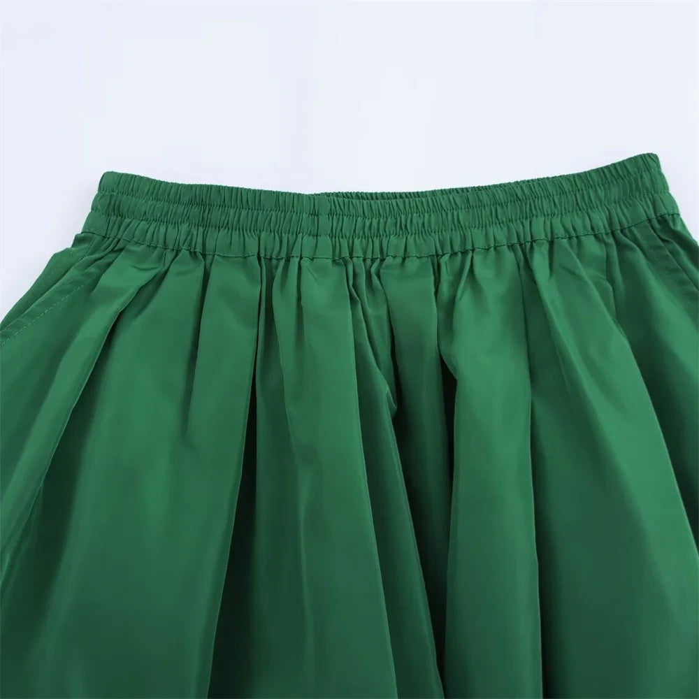 Women's Fashion Casual Swing Midi Skirt and Top, Two Piece Set