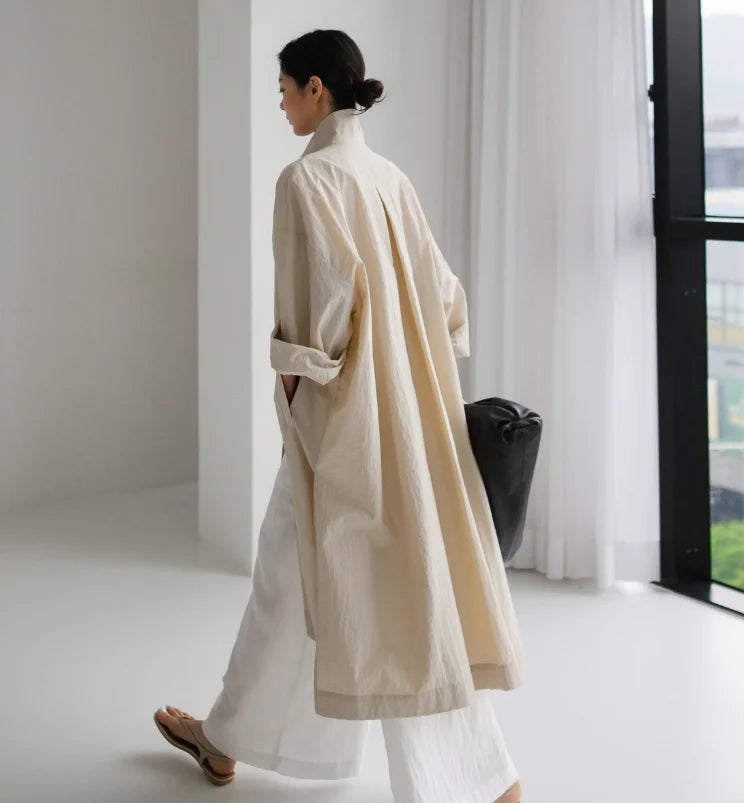 Vireous Cotton and Linen Women's Fashion Casual Loose Shirt Coat