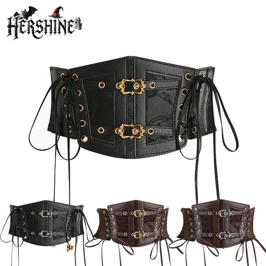 Hershine AltGoth Elastic Wide Waist Belt with Embossing