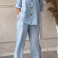 Women's Plus-Size Cotton Linen Two Piece Casual Suit