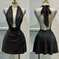 Vireous Satin Party Mini Dress, Open Back Summer Evening Wear
