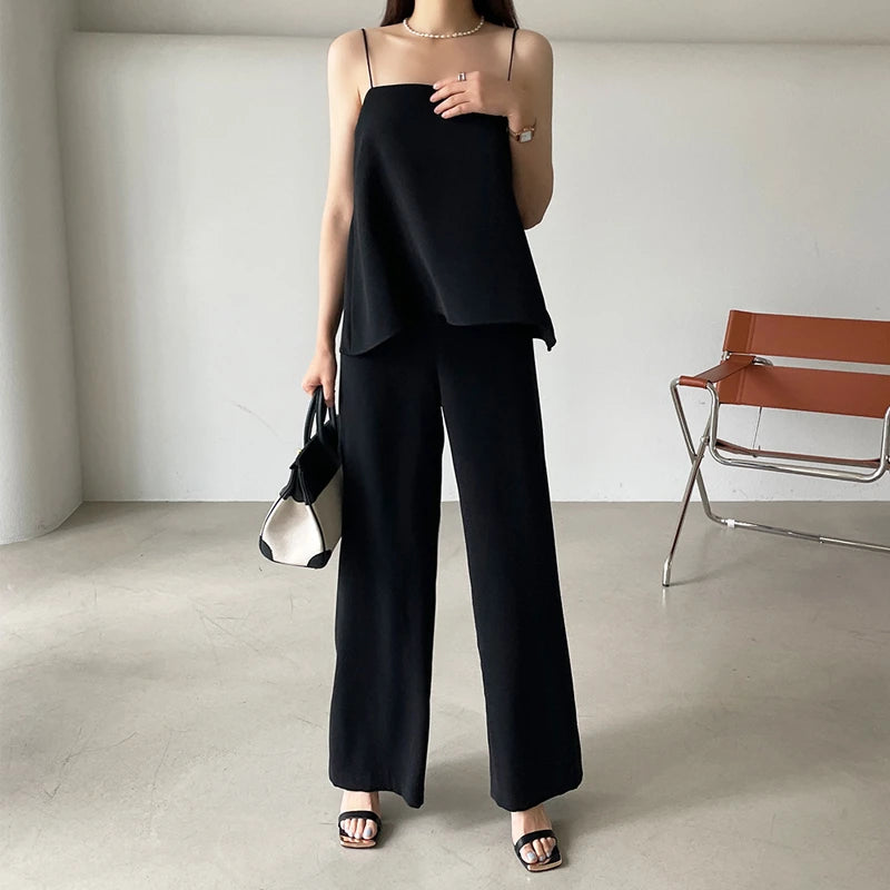 Vireous Simple Two-Piece Women's Summer Pants Suit