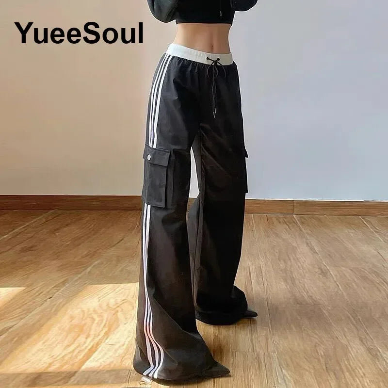Goth Women's Flared Pants with Black Lace, Embroidery, Multi Designs