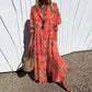 Women's Bright Vibrant Circle Print Long Dress, Plus Sizes