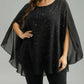 Women's Lightweight Sparkling Split-Sleeve Over-Size Blouse, Plus Sizes