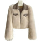 Vireous Polo Collar Women's Faux Fur Bomber Jacket, Spring and Autumn Collection