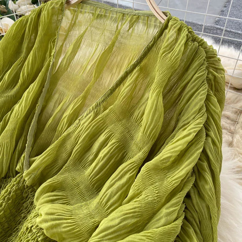 Vireous Women's Sexy Chiffon Sheer Short Blouse