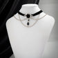 Dark Cross Punk Black Cotton and Chain Choker with Pendant