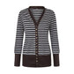 Vibrant Stripe Women's Cardigan Coat, Single Breasted Long Sleeves