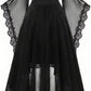 Dark Cross Witch Dress, Halloween Goth Mesh Sleeves Costume Dress, Plus Sizes