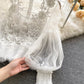Lace See-Through Puff-Sleeve Vintage Fashion Blouse