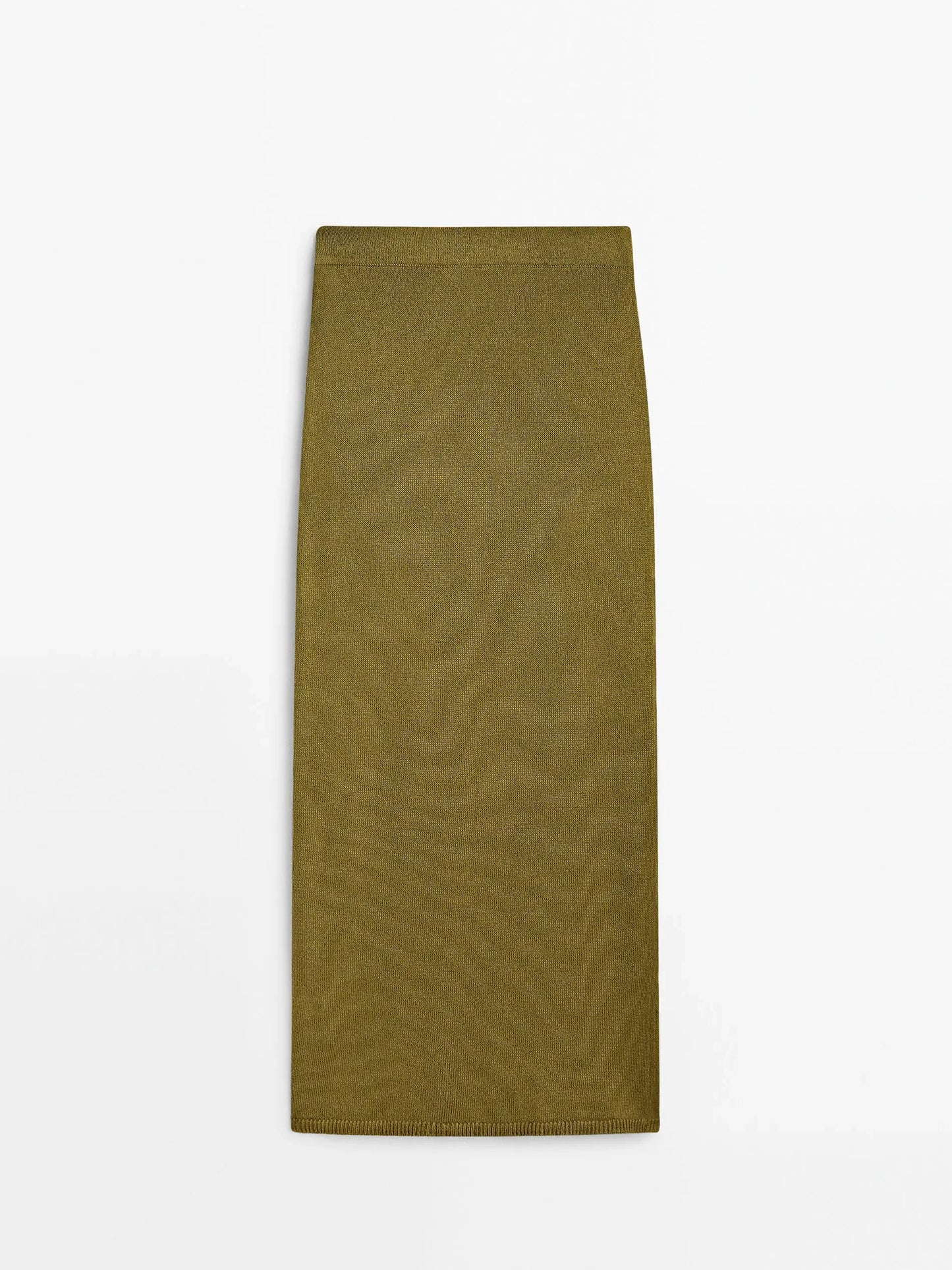 Vireous Women's Fashion Knitted Side-Knot Army Green Split-Front Long Skirt