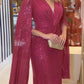 Elegant Sequin Evening Dress, V-Neck Cloak Sleeves