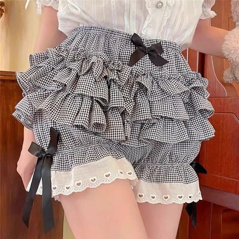 Women's Pleated Bloomers, Vintage Victorian Costume Knickers with Bow-Knot