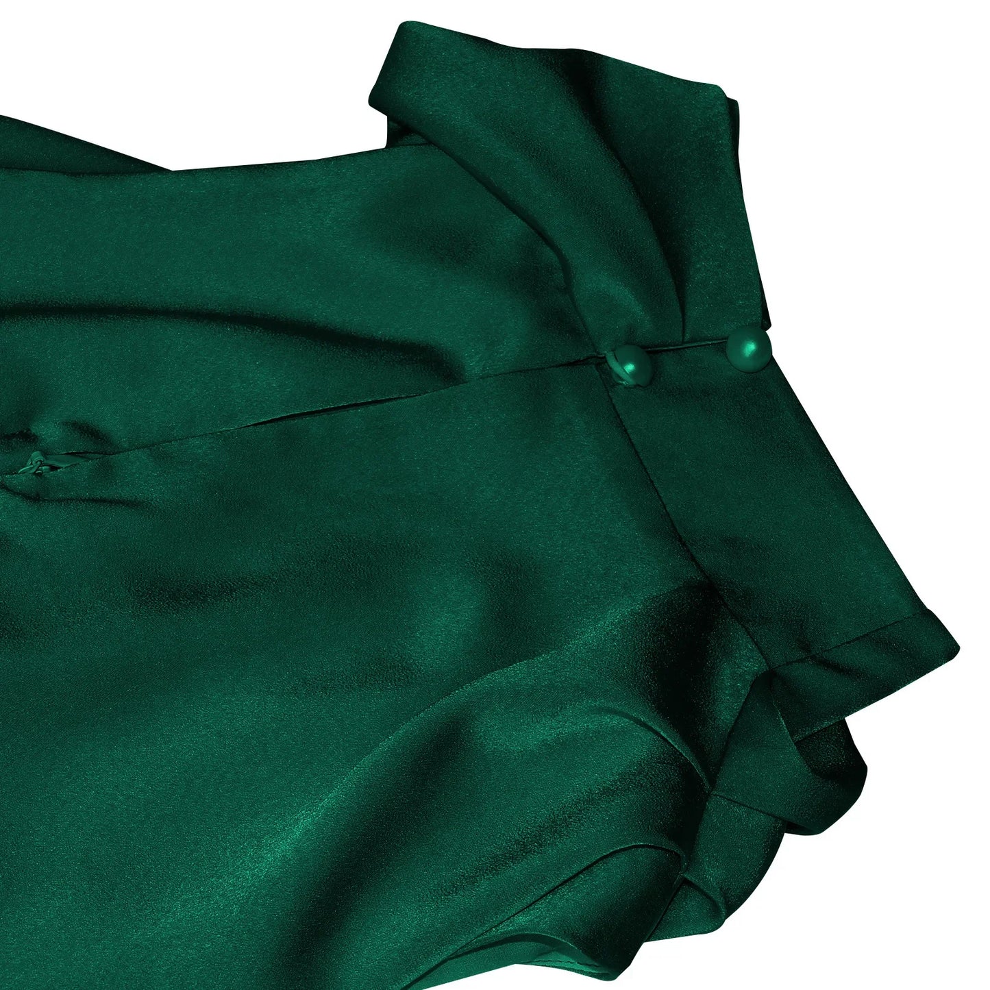 Vireous Summer Silk Satin Sleeveless Long Dress, Draped Bodice