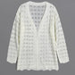 Vireous Cardigan Short Coat, Hollow Texture Knitted