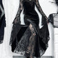 AltGoth Romantic Goth Aesthetic Flare-Sleeve Clubwear Dress