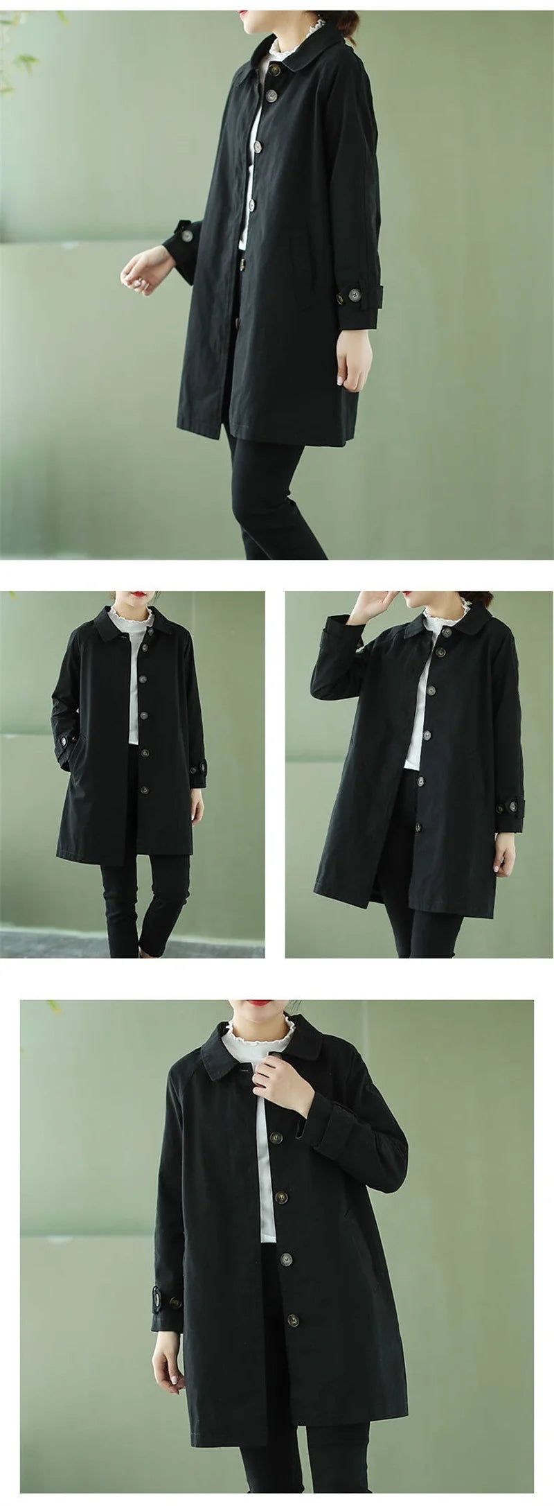 Classic Minimalist Women's Trench Coat Windbreaker, Multi Colours