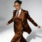 Professional Performance Wear Women's Tuxedo, Gold Satin Three-Piece Suit, Night Wear
