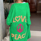 'Love and Peace' Design Women's Long Knitted Cardigan, Sweater Coat