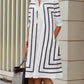 Vireous Black and White Contrast Colour Elegant Casual Dress