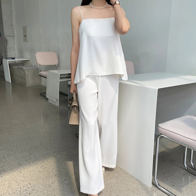 Vireous Simple Two-Piece Women's Summer Pants Suit