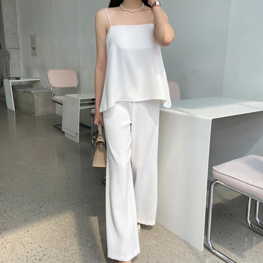 Vireous Simple Two-Piece Women's Summer Pants Suit