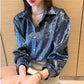 Vireous Women's Shiny Stretch Shirt, Spring and Autumn Collection