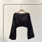 Crochet Casual Women's Cover Up, Long Sleeve Knitted Crop Top