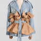 Women's Comfort Stone-Washed Denim Jacket with Bold Ruffles, Catwalk Collection